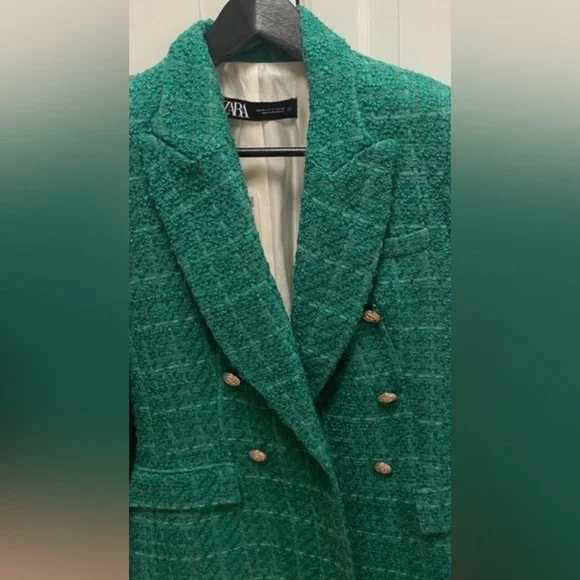 Zara Green Double-Breasted Blazer - Picture 4 of 4